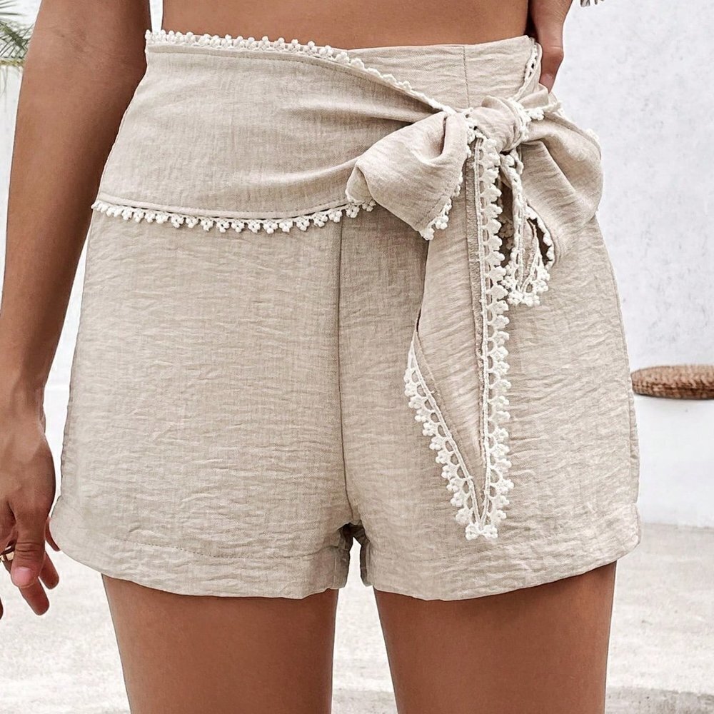 Apricot Boho Women's Waist Tie Shorts - Picture 4 of 5